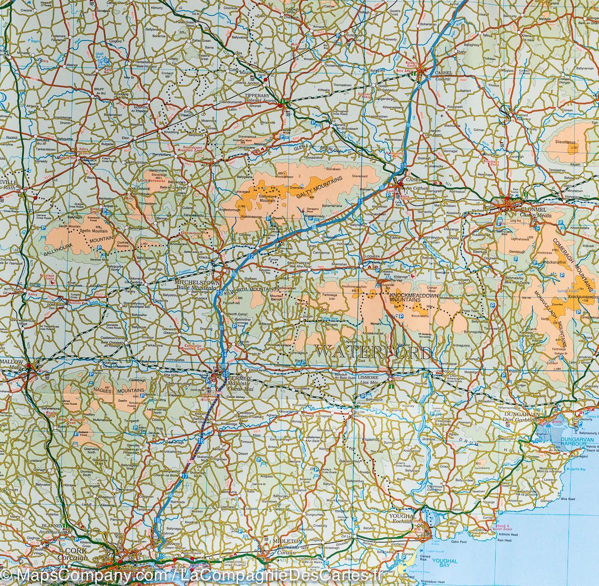 Carte touristique - Irlande Sud | Ordnance Survey carte routière Ordnance Survey Ireland