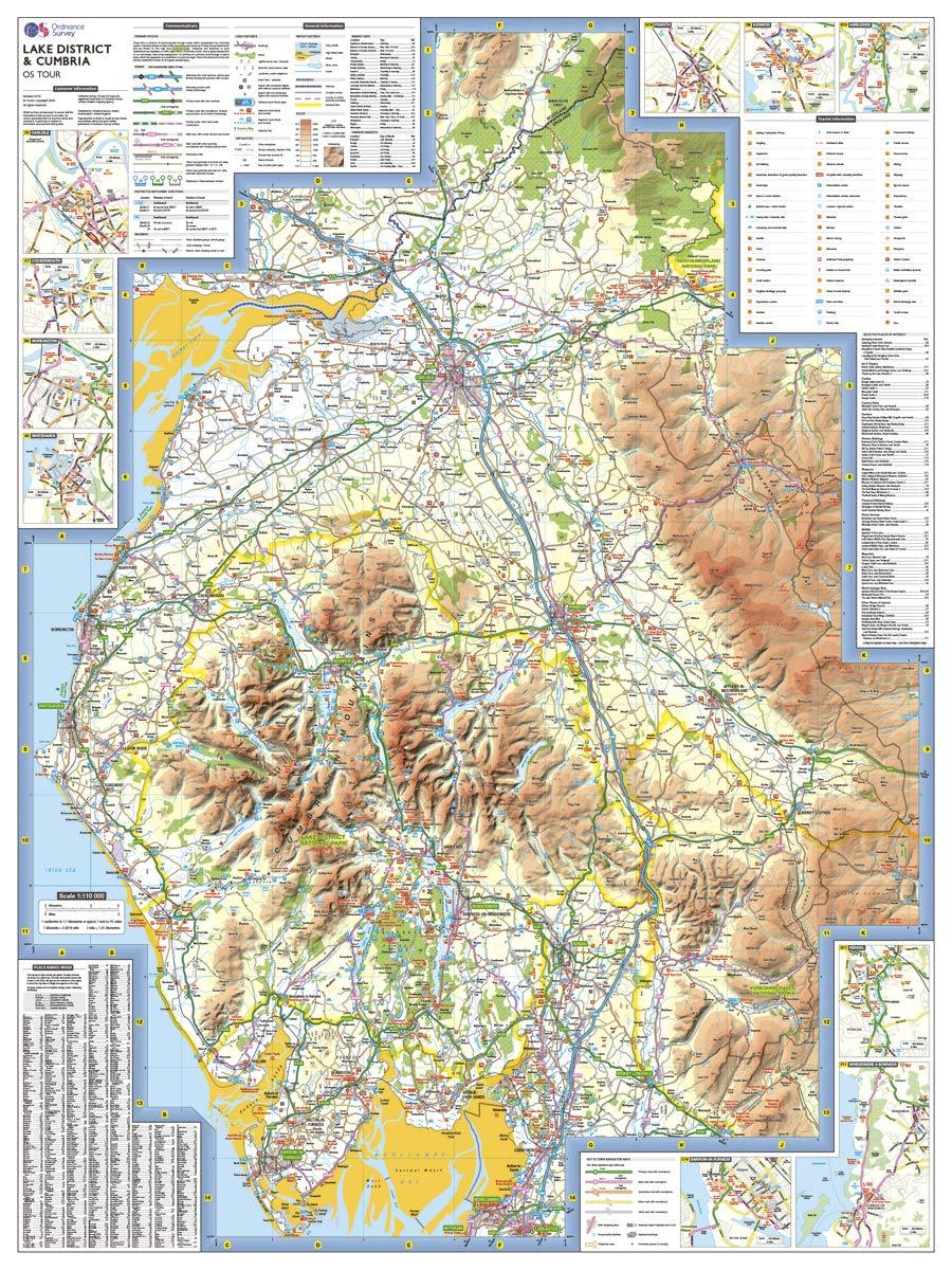 Carte touristique - Lake District, Cumbria - Tour 3 | Ordnance Survey carte routière Ordnance Survey