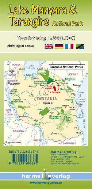 Carte touristique - Lake Manyara & Parc national de Tarangire (Tanzanie) | Harms Verlag carte pliée Harms Verlag 