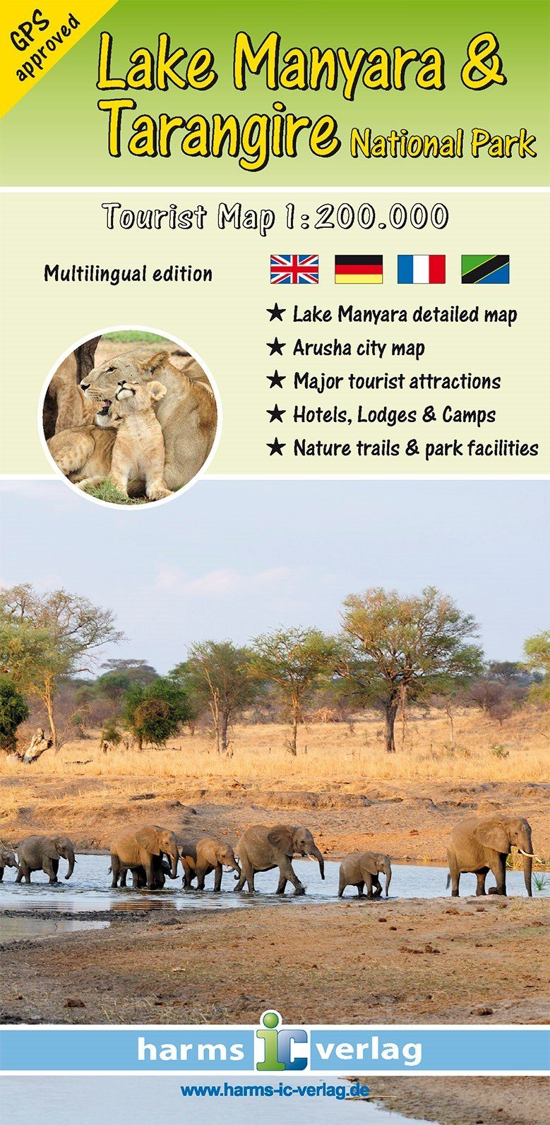 Carte touristique - Lake Manyara & Parc national de Tarangire (Tanzanie) | Harms Verlag carte pliée Harms Verlag 