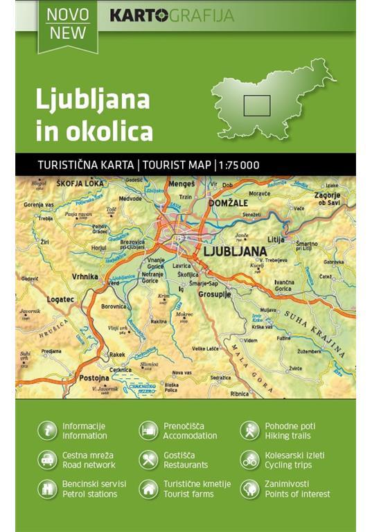 Carte touristique - Ljubljana & environs (Slovénie) | Kartografija carte routière Kartografija