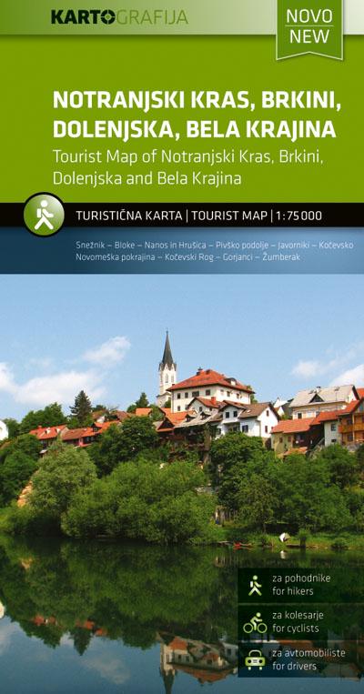 Carte touristique - Notranjski Kras,Brkini, Dolenjska, Bela Krajina (Slovénie) | Kartografija carte pliée Kartografija 
