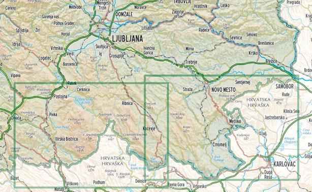 Carte touristique - Notranjski Kras,Brkini, Dolenjska, Bela Krajina (Slovénie) | Kartografija carte routière Kartografija
