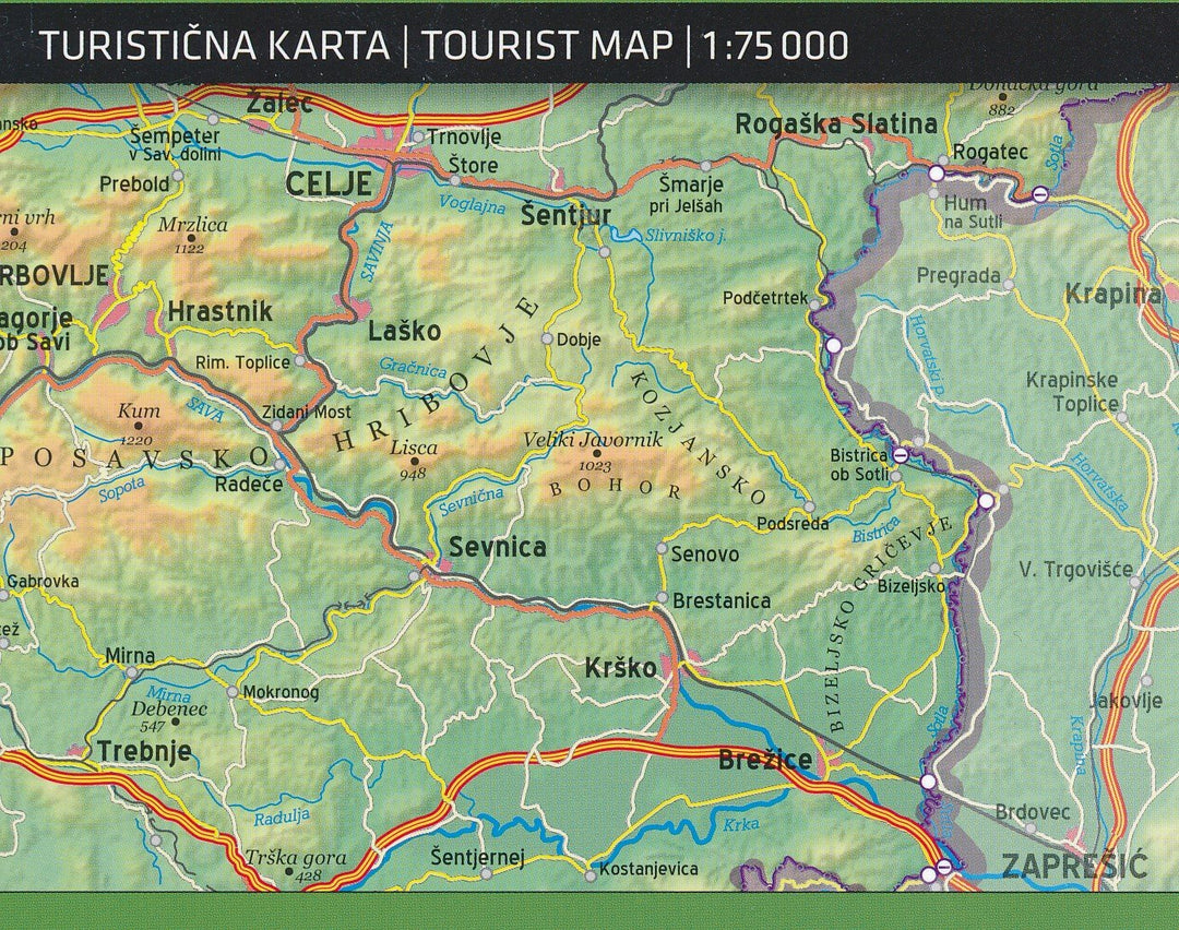 Carte touristique - Posavsko hribovje (Slovénie) | Kartografija carte pliée Kartografija 
