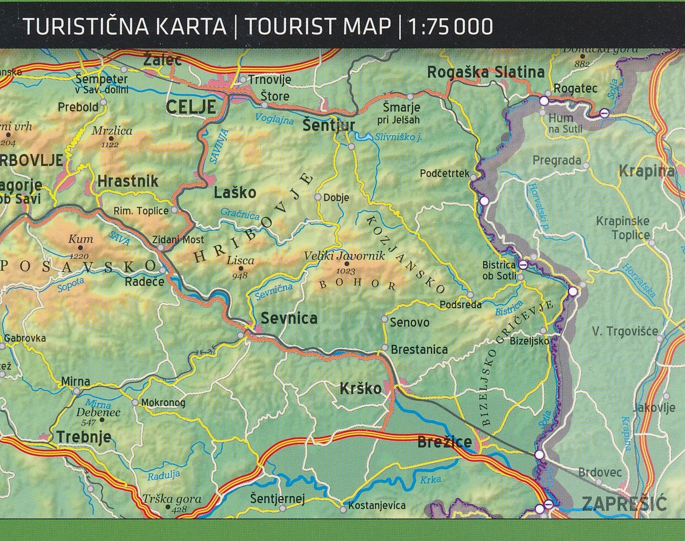 Carte touristique - Posavsko hribovje (Slovénie) | Kartografija carte routière Kartografija