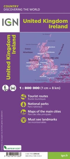 Carte touristique - Royaume-Uni & Irlande | IGN carte routière IGN