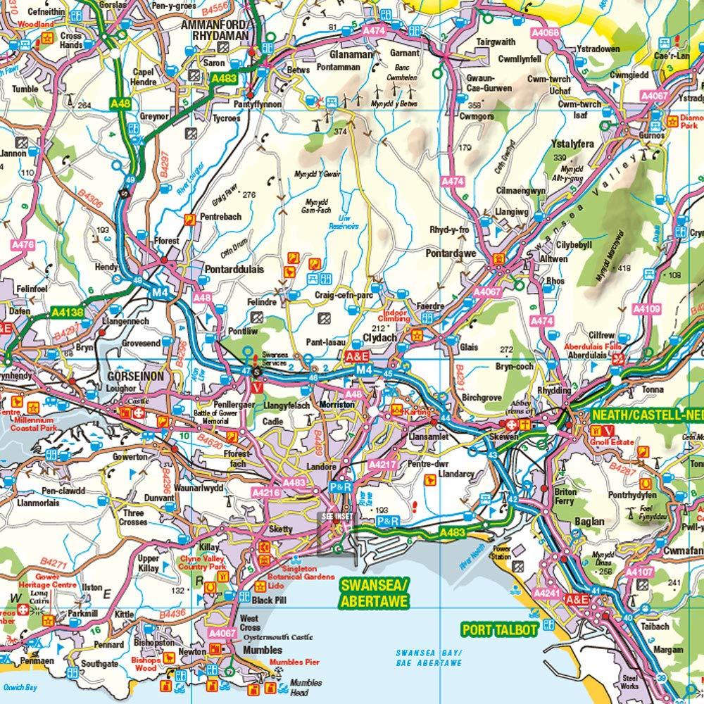 Carte touristique - Sud & centre du Pays de Galles - Tour 11 | Ordnance Survey carte routière Ordnance Survey