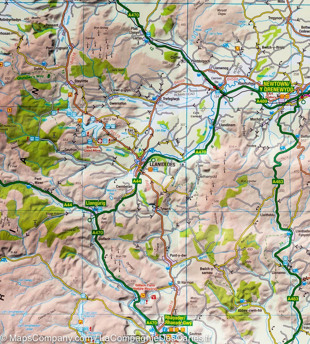 Carte touristique - Sud & centre du Pays de Galles - Tour 11 | Ordnance Survey carte routière Ordnance Survey