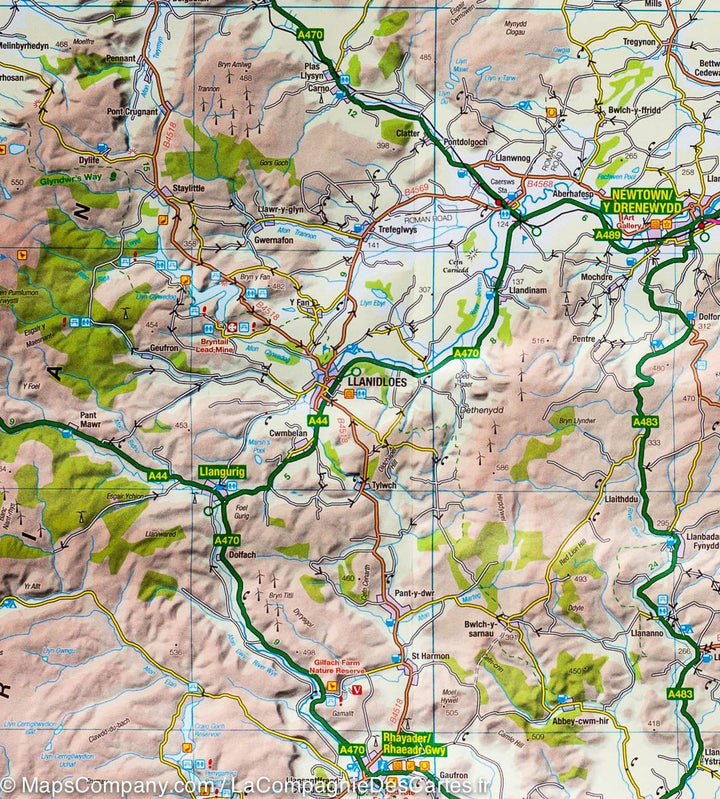 Carte touristique - Sud & centre du Pays de Galles - Tour 11 | Ordnance Survey carte pliée Ordnance Survey 