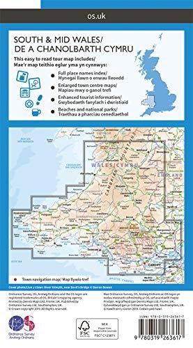 Carte touristique - Sud & centre du Pays de Galles - Tour 11 | Ordnance Survey carte routière Ordnance Survey