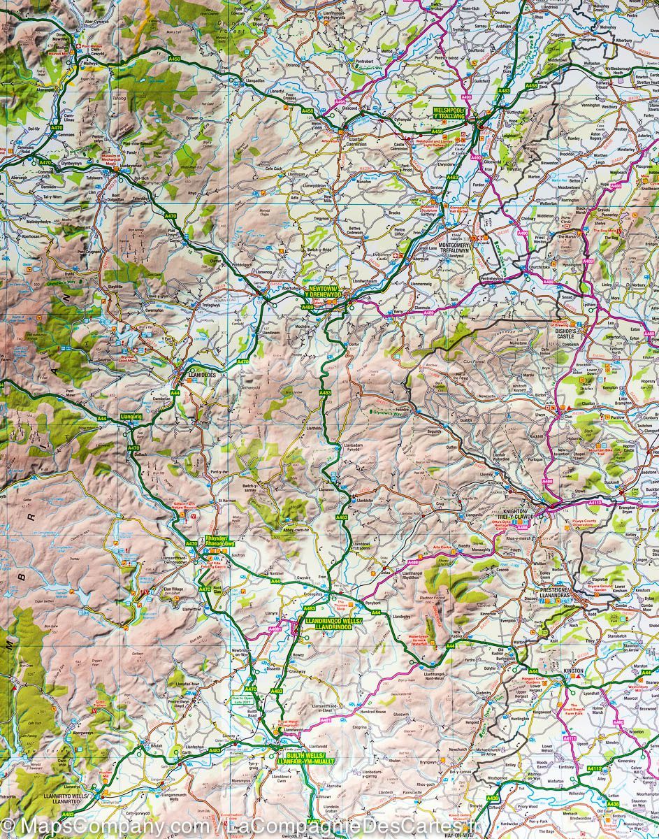 Carte touristique - Sud & centre du Pays de Galles - Tour 11 | Ordnance Survey carte routière Ordnance Survey