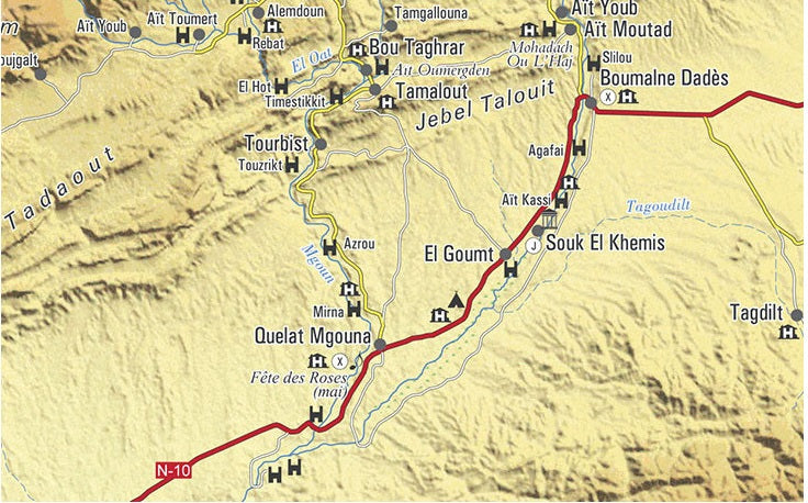 Carte touristique - Sud Marocain, La Route des Mille Casbahs | Piolet carte de randonnée Editorial Piolet