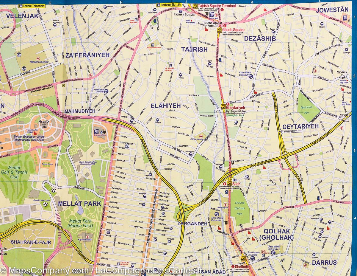 Carte de voyage - Iran Nord & Plan de Téhéran | ITM carte routière ITM