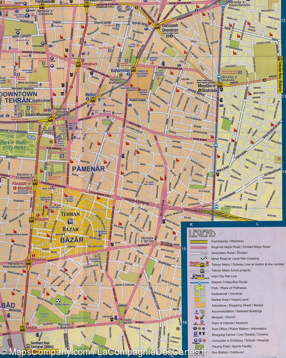 Carte de voyage - Iran Nord & Plan de Téhéran | ITM carte routière ITM