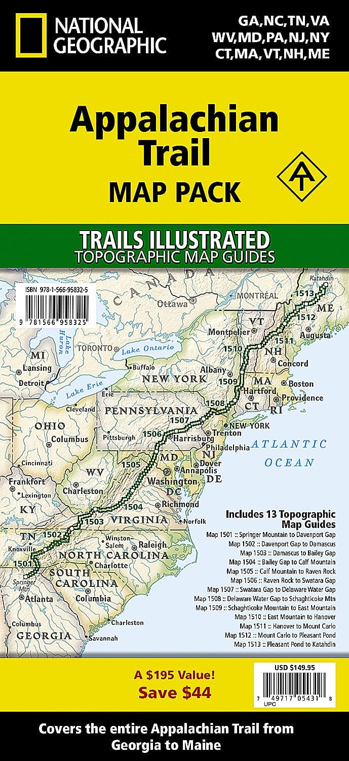Cartes de randonnée - Appalachian Trail (lot de cartes) | National Geographic carte de randonnée National Geographic