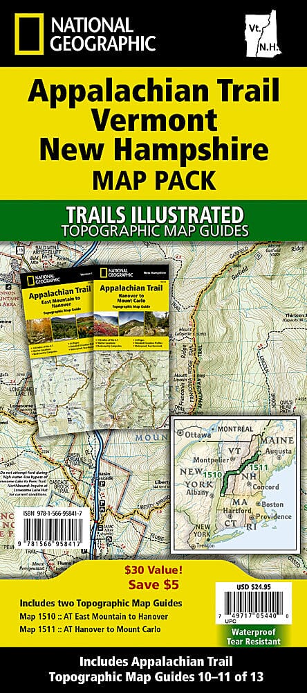 Cartes de randonnée - Appalachian Trail : Vermont, New Hampshire (lot de cartes) | National Geographic carte de randonnée National Geographic