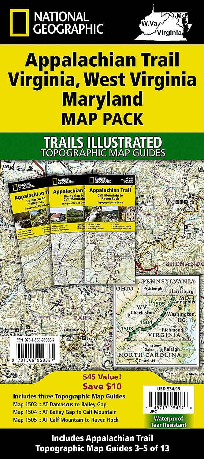 Cartes de randonnée - Appalachian Trail : Virginia, West Virginia, Maryland (lot de cartes) | National Geographic carte de randonnée National Geographic