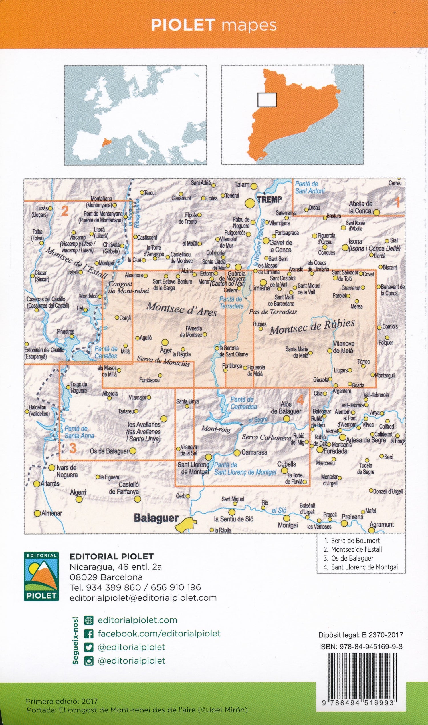 Cartes de randonnée (Lot de 2) - Montsec d'Ares i Montsec de Rúbies (prépyrénées) | Piolet carte de randonnée Editorial Piolet