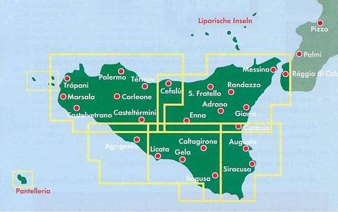Cartes routières & cyclistes - Sicile Est & Ouest | Freytag & Berndt carte cycliste Freytag & Berndt