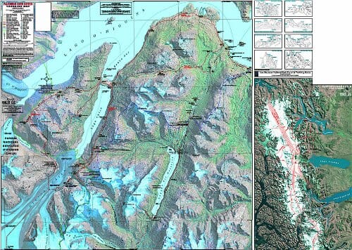 Champ de glace sud de la Patagonie et Monte Fitz Roy | Zagier y Urruty carte de randonnée Zagier y Urruty