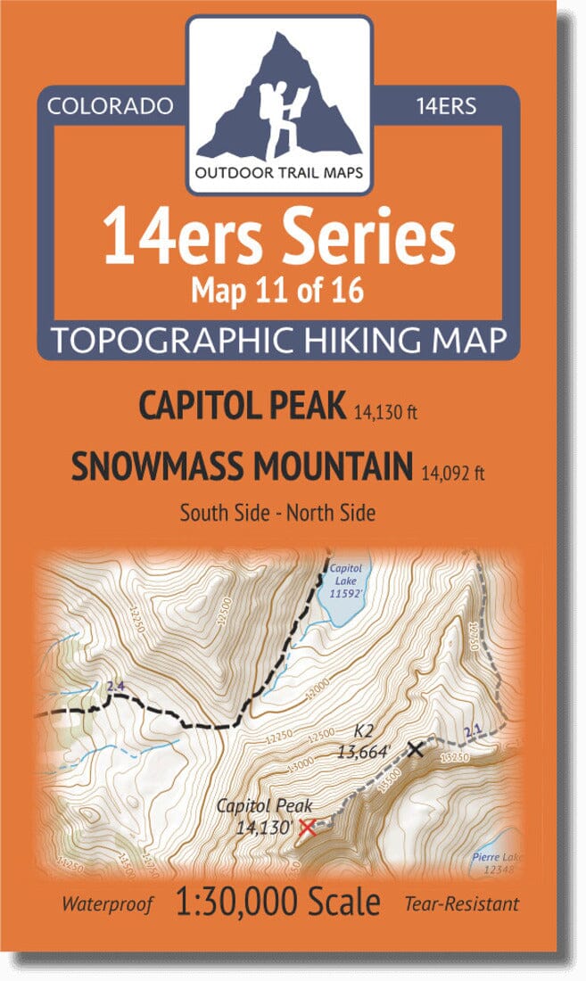 Colorado 14ers Map Series 11 of 16 - Capitol | Snowmass | Outdoor Trail Maps LLC carte de randonnée Outdoor Trail Maps LLC