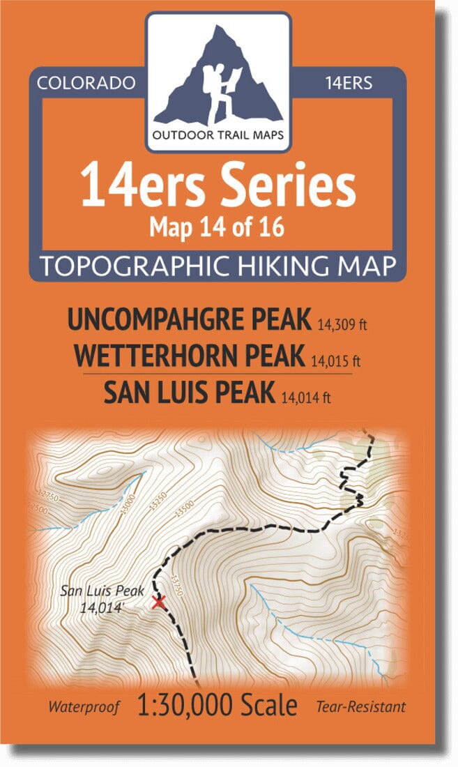 Colorado 14ers Map Series 14 of 16 - Uncompahgre, Wetterhorn | San Luis Peak | Outdoor Trail Maps LLC carte de randonnée Outdoor Trail Maps LLC
