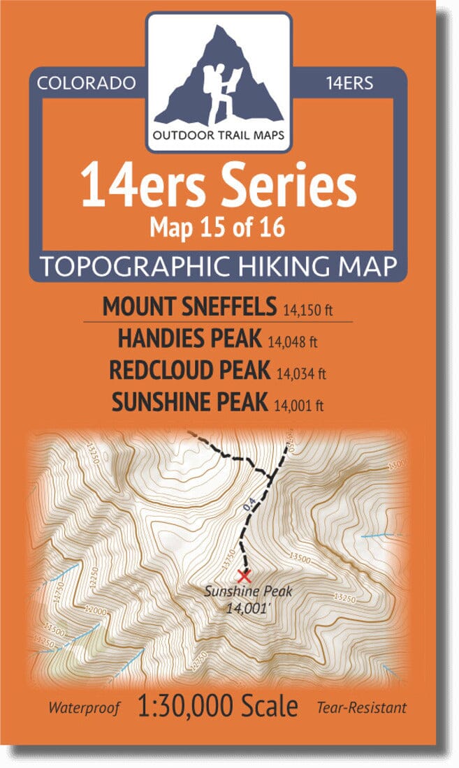 Colorado 14ers Map Series 15 of 16 - Sneffels | Handies, Redcloud, Sunshine | Outdoor Trail Maps LLC carte de randonnée Outdoor Trail Maps LLC