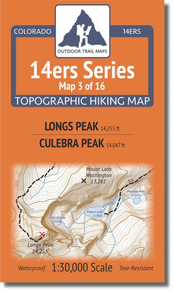Colorado 14ers Map Series 3 of 16 - Longs Peak | Culebra Peak | Outdoor Trail Maps LLC carte de randonnée Outdoor Trail Maps LLC