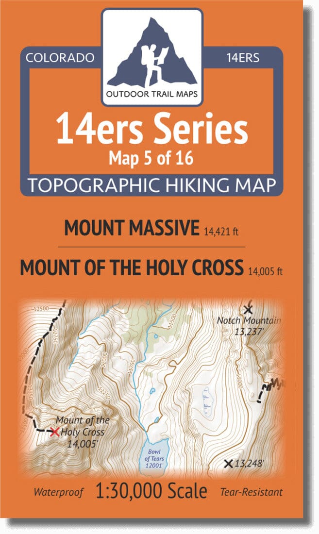 Colorado 14ers Map Series 5 of 16 - Mount Massive | Mount of the Holy Cross | Outdoor Trail Maps LLC carte de randonnée Outdoor Trail Maps LLC