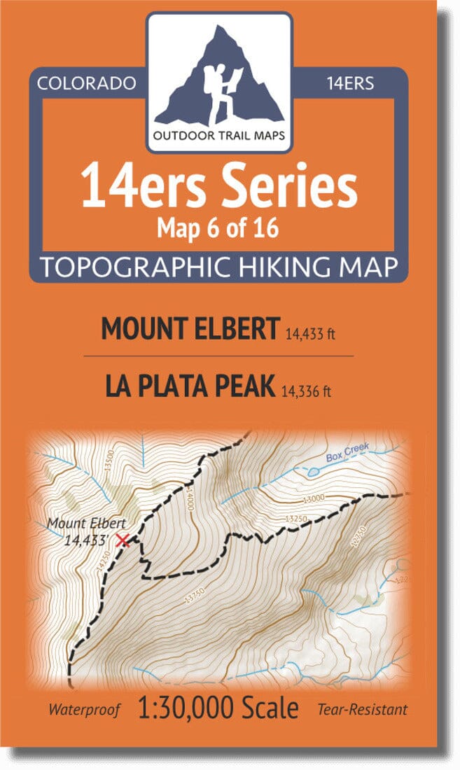 Colorado 14ers Map Series 6 of 16 - Elbert | La Plata | Outdoor Trail Maps LLC carte de randonnée Outdoor Trail Maps LLC