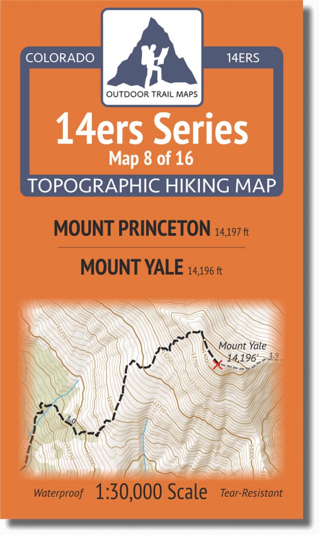 Colorado 14ers Map Series 8 of 16 - Princeton | Yale | Outdoor Trail Maps LLC carte de randonnée Outdoor Trail Maps LLC