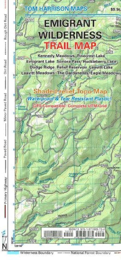 Emigrant Wilderness Trail Map by Tom Harrison Maps