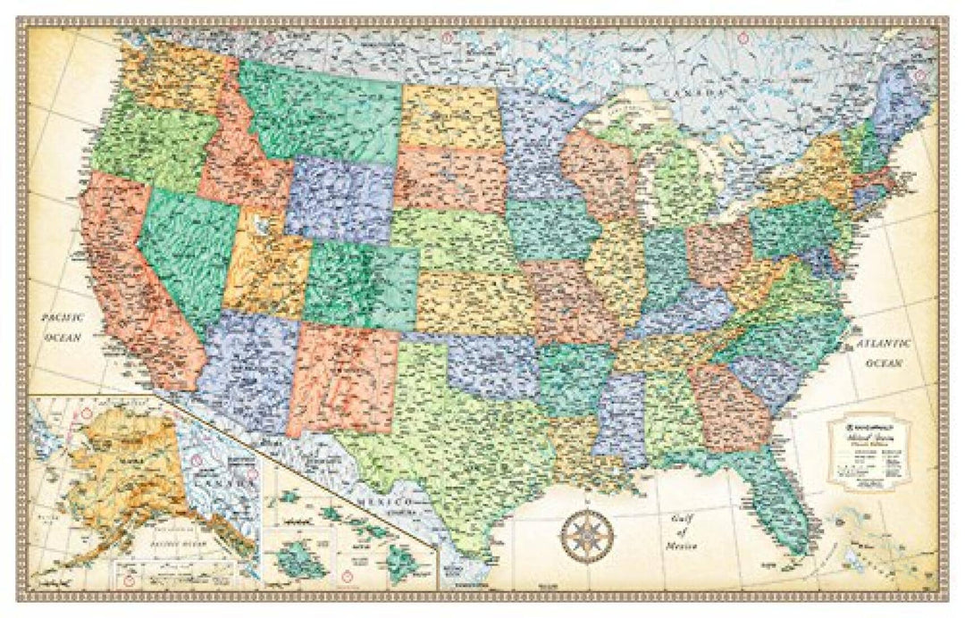 United States, Classic Series Rolled Laminated Map, Beige by Rand McNally