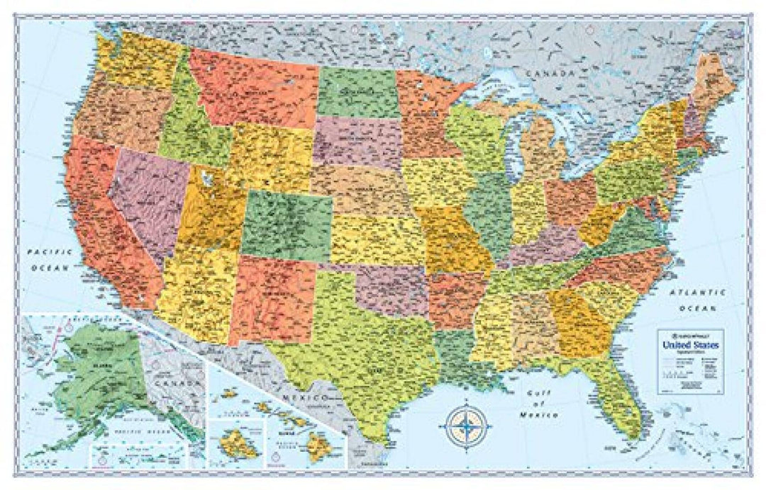 United States, Signature Series Paper Rolled Map, Blue by Rand McNally