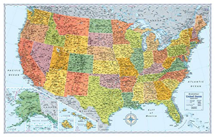 United States, Signature Series Paper Rolled Map, Blue by Rand McNally