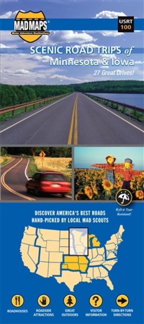 Scenic road trips of Minnesota & Iowa | MAD Maps carte pliée 