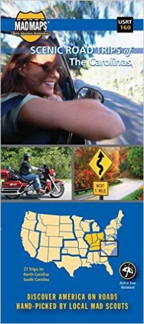 Scenic road trips of the Carolinas | MAD Maps carte pliée 