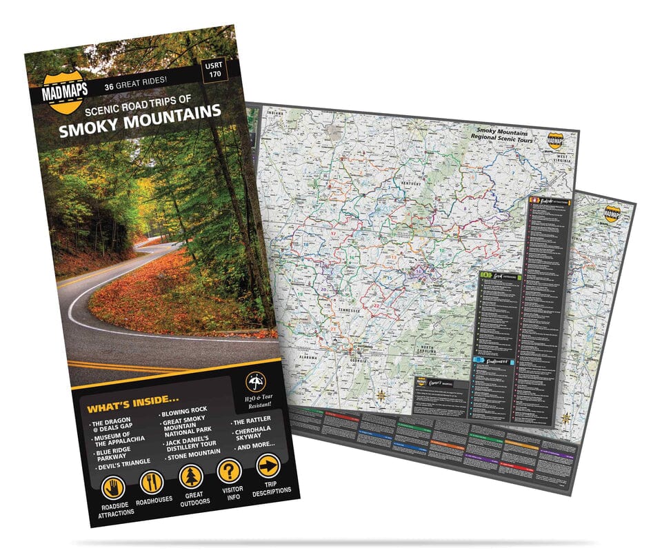 Excursions routières panoramiques dans les Smoky Mountains | MAD Maps carte routière MAD Maps