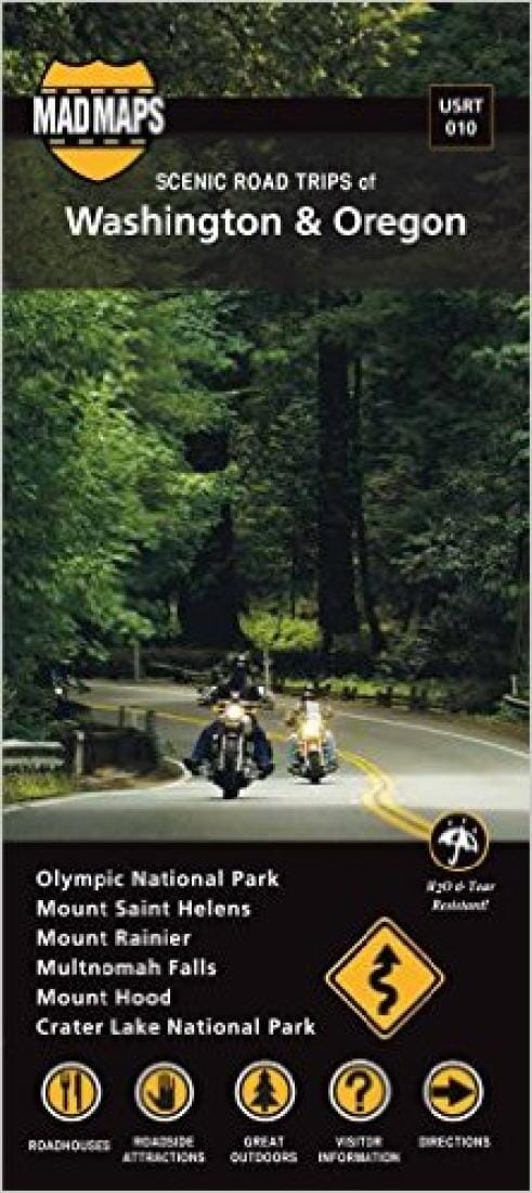 Scenic road trips of Washington & Oregon | MAD Maps carte pliée 