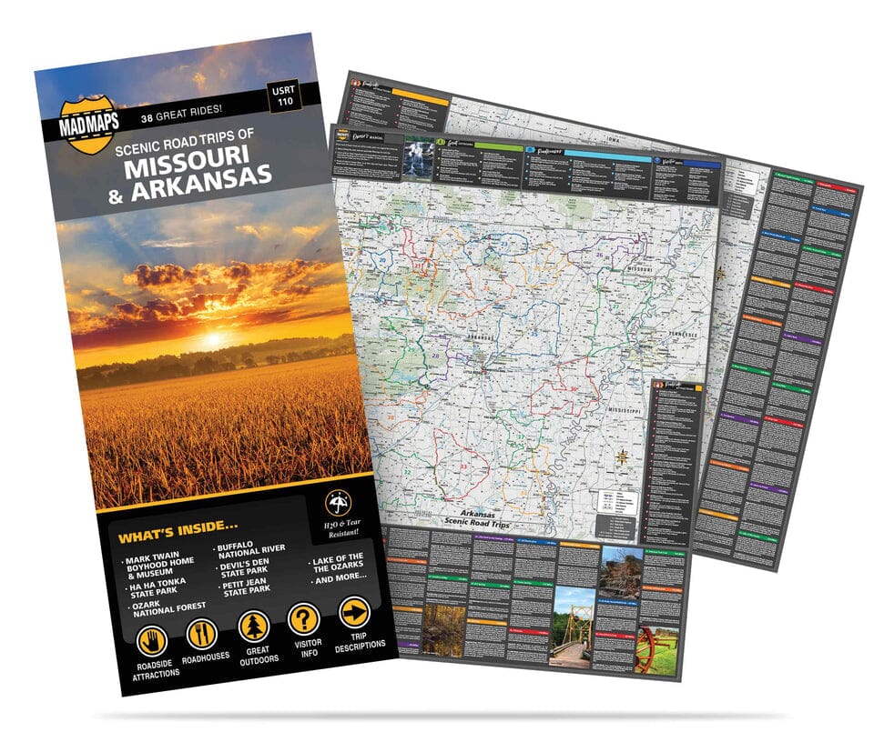 Excursions routières panoramiques du Missouri et de l'Arkansas | MAD Maps carte routière MAD Maps