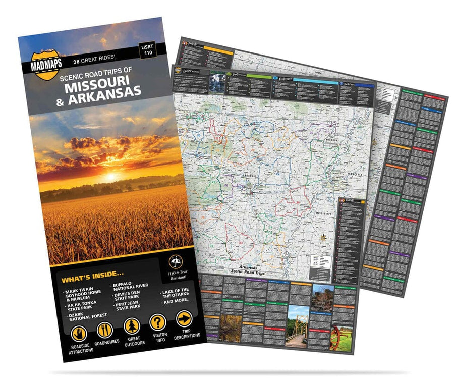 Scenic road trips of Missouri & Arkansas | MAD Maps carte pliée 