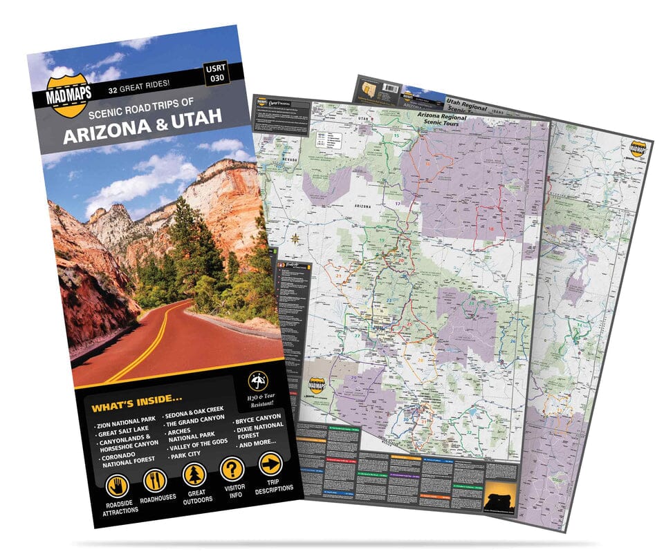 Excursions routières panoramiques en Arizona et en Utah | MAD Maps carte routière MAD Maps