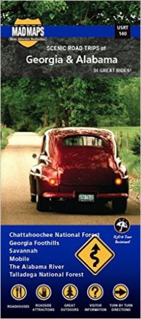 Scenic road trips of Georgia & Alabama | MAD Maps carte pliée 