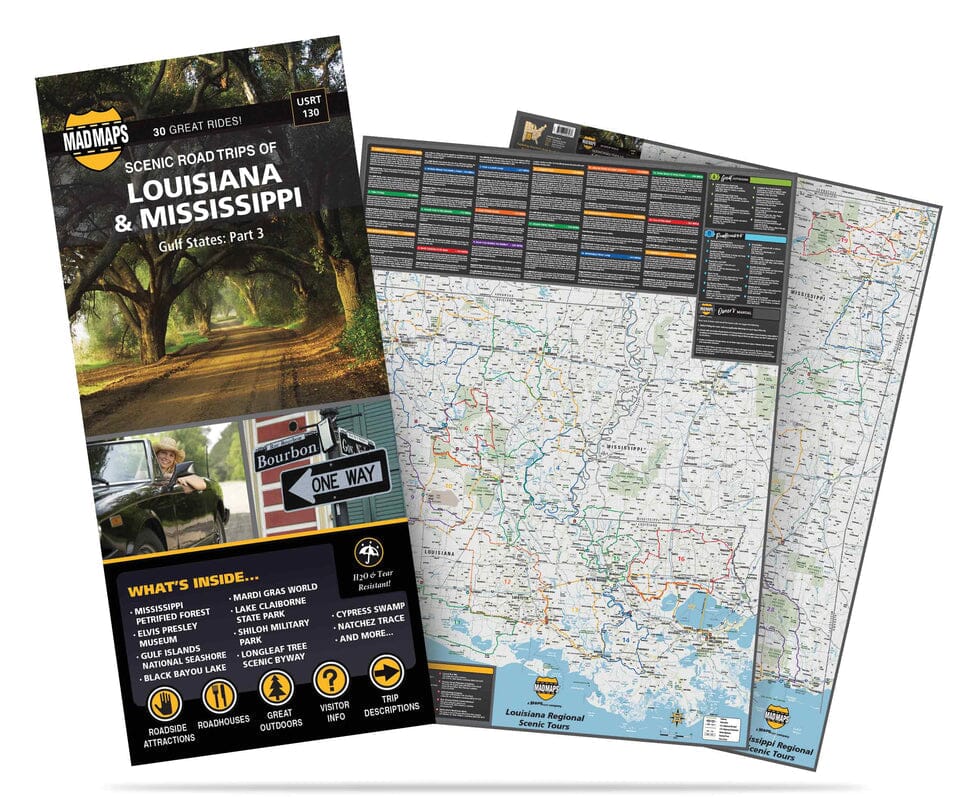 Excursions routières panoramiques en Louisiane et au Mississippi | MAD Maps carte routière MAD Maps