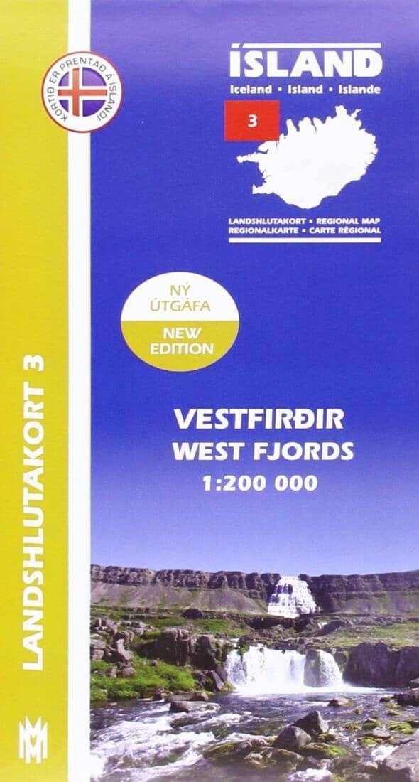 Fjords de l'Ouest de l'Islande - Carte régionale 3 - 1:200,000 | Mal og menning carte routière Mal og menning Default Title