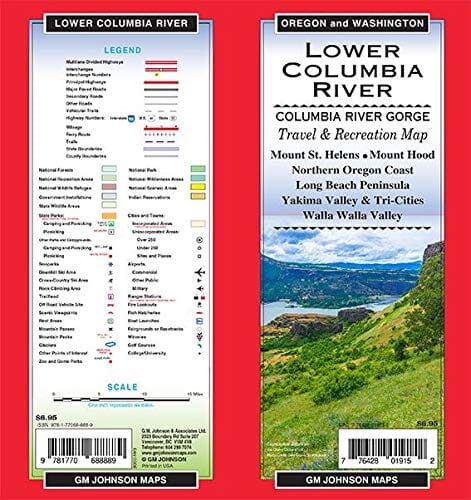 Fleuve Columbia inférieur / Sud WA / Nord OR | GM Johnson carte pliée GM Johnson 