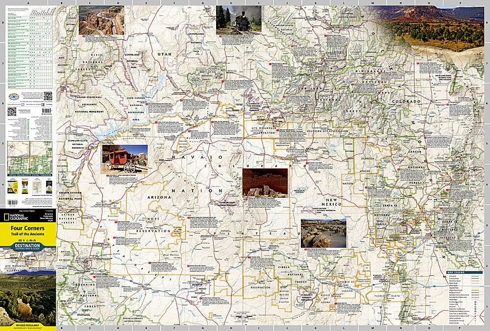 Four Corners, Trail of the Ancients Destination Map (Arizona, Colorado, New Mexico, Utah) | National Geographic carte pliée National Geographic 
