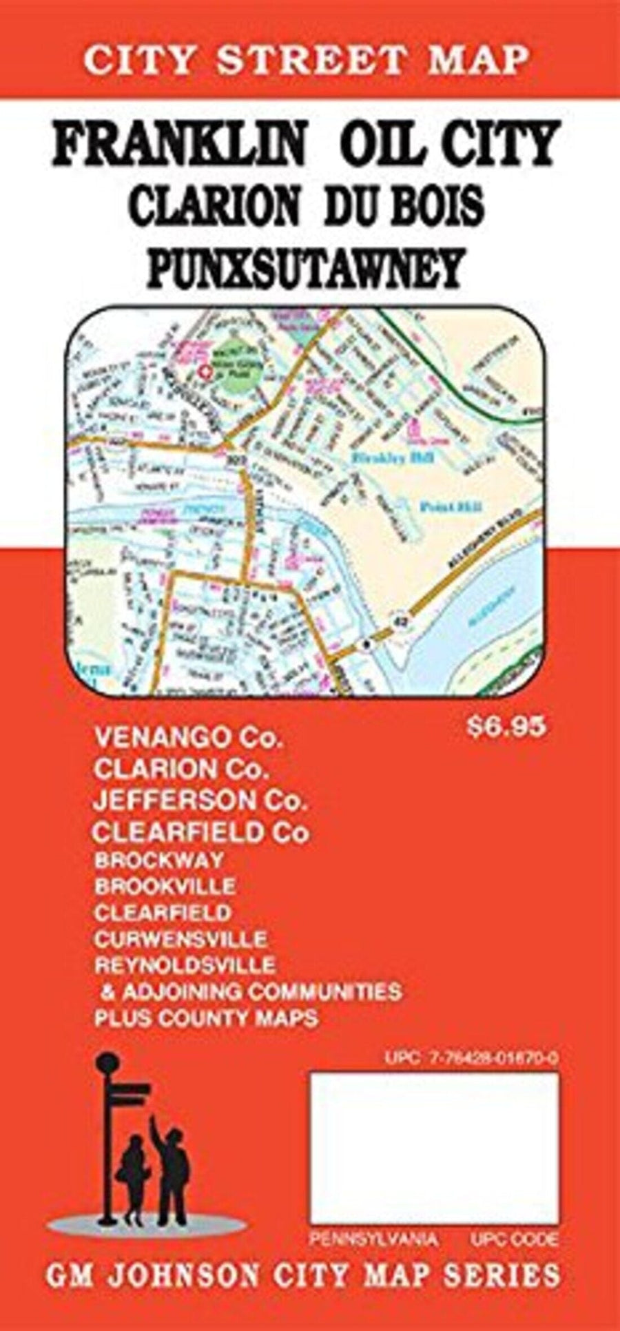 Franklin : Oil City : Clarion : Du Bois : Punxsutawney : city street map = Clearfield : Du Bois : Punxsutawney : Franklin : Oil City : city street map | GM Johnson carte pliée 