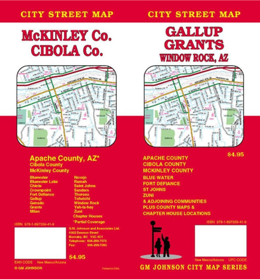 Gallup and Grants - New Mexico plus Fort Defiance and Window Rock - Arizona | GM Johnson Road Map 