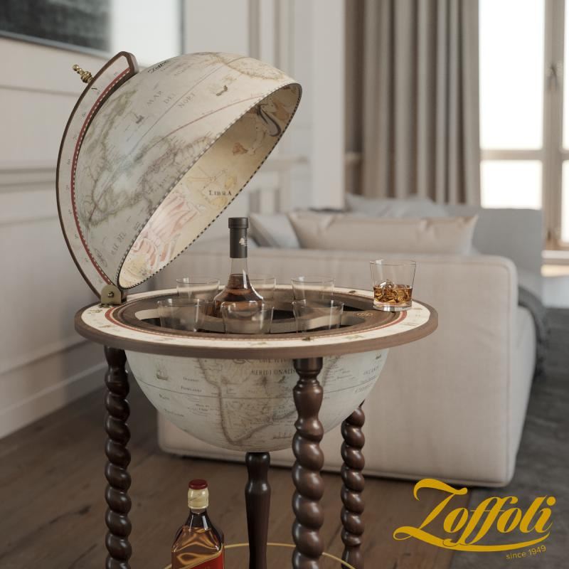 Globe-Bar "Explora" - couleur blanc vieilli - Diamètre 40 cm | Zoffoli globe Zoffoli 